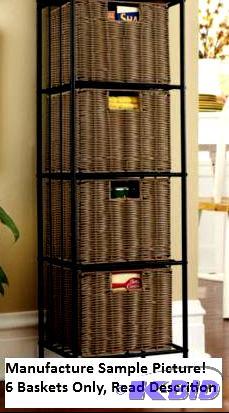 Lot of 6 Brown Vinyl Woven Baskets - Each are...