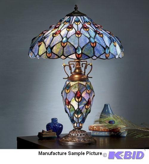 Stained Glass Peacock Lamp -&nbspThe handcra...