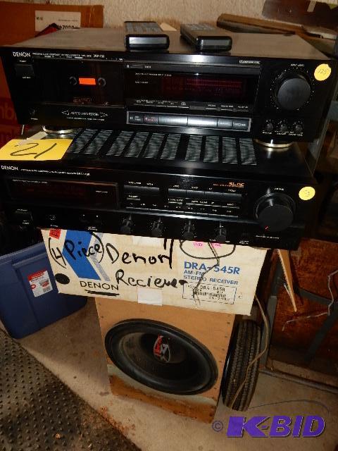 lot 21 image: DENON Receiver, Cassette player, XPLODE Sony Speaker system, PUNCH HE.