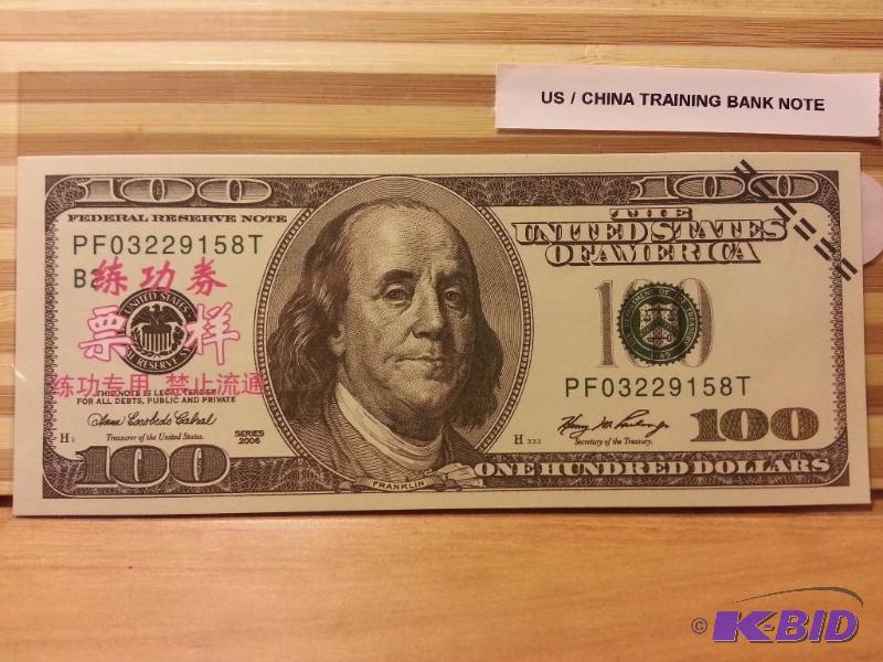 lot 120 image: $100 USCHINA TRAINING BANK NOTE , NOT LEGAL ...