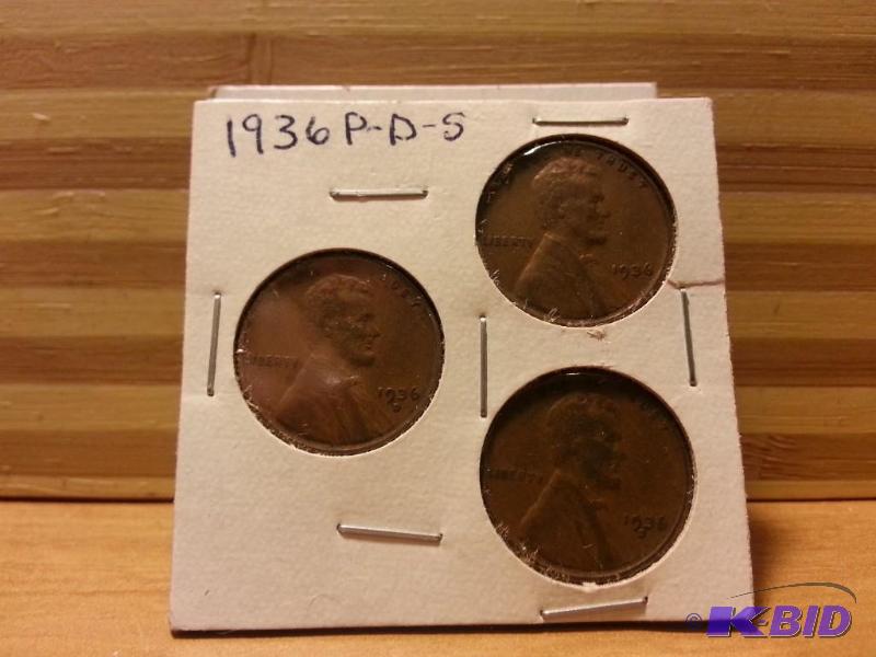 lot 125 image: 1936 P-D-S WHEAT CENT...