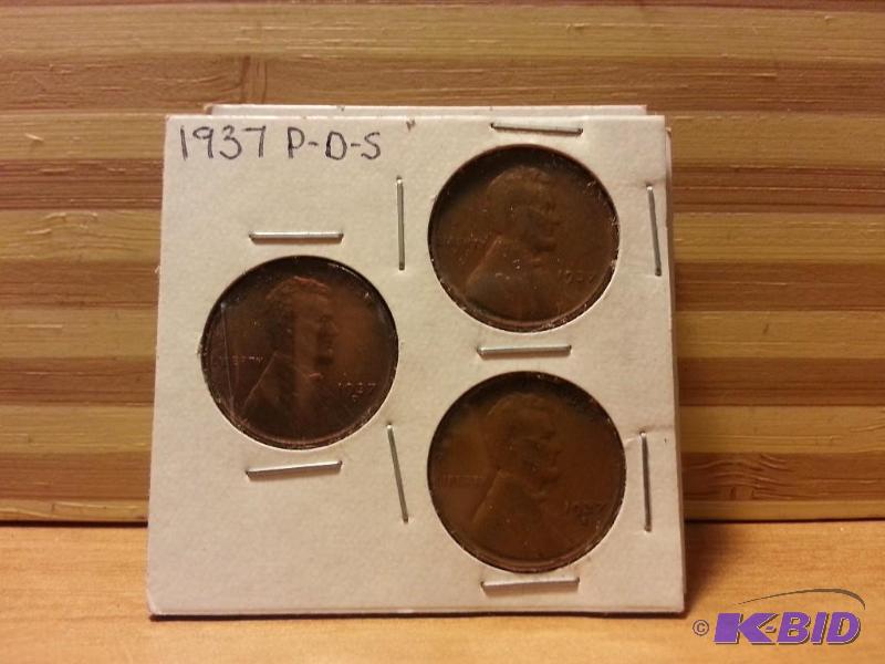 lot 126 image: 1937P-D-S WHEAT CENT...