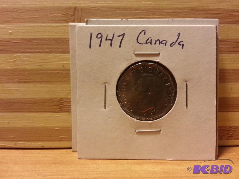 lot 128 image: 1947 CANADA FIVE CENT...