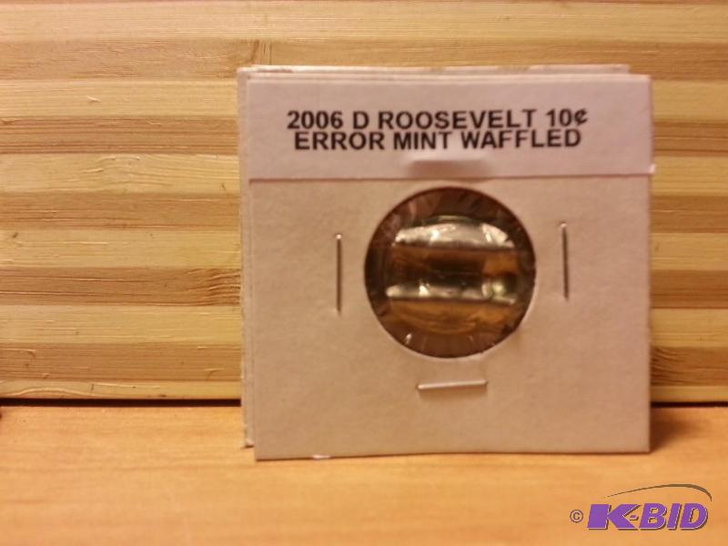 lot 131 image: 2006 D ROOSEVELT TEN CENT ERROR MINT WAFFLED...