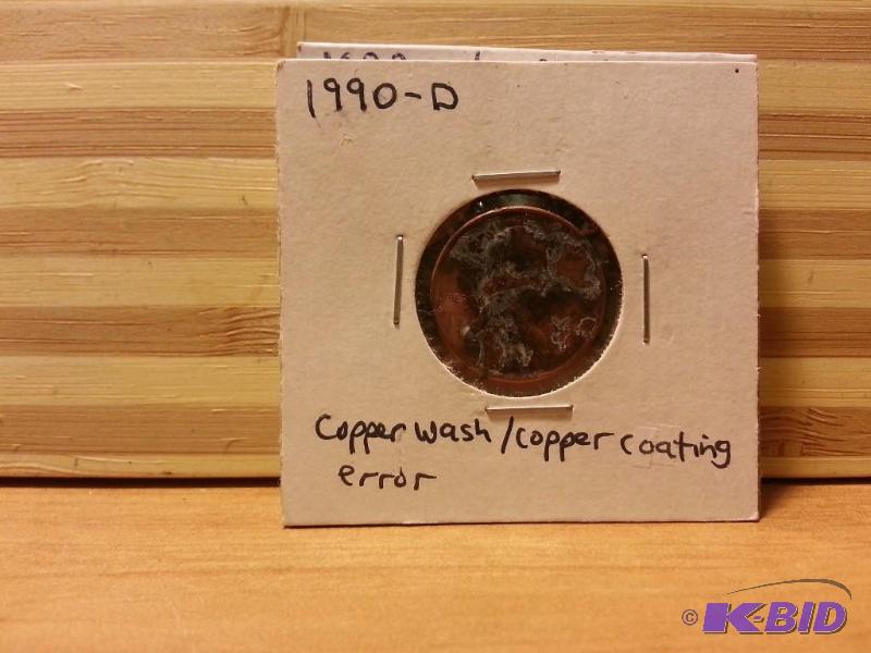 lot 134 image: 1990-D LINCOLN CENT COPPER WASHCOPPER COATIN...