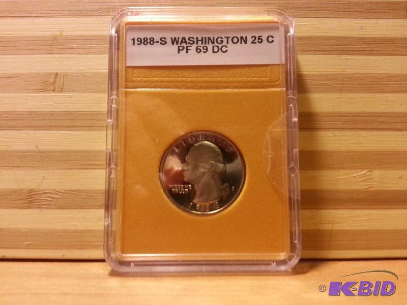 lot 145 image: 1988-S WASHINGTON QUARTER PROOF SLABBED...