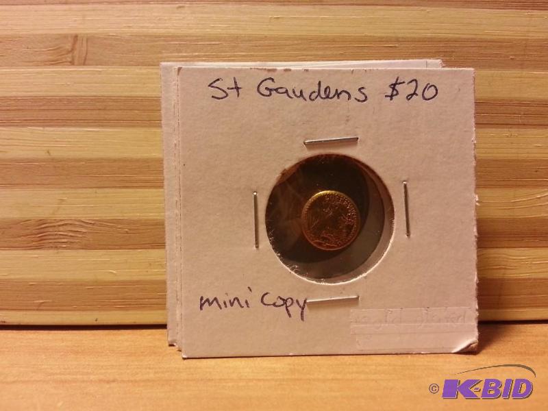 lot 149 image: ST. GAUDENS GOLD MINI COPY COIN, APPROX 11MM ...