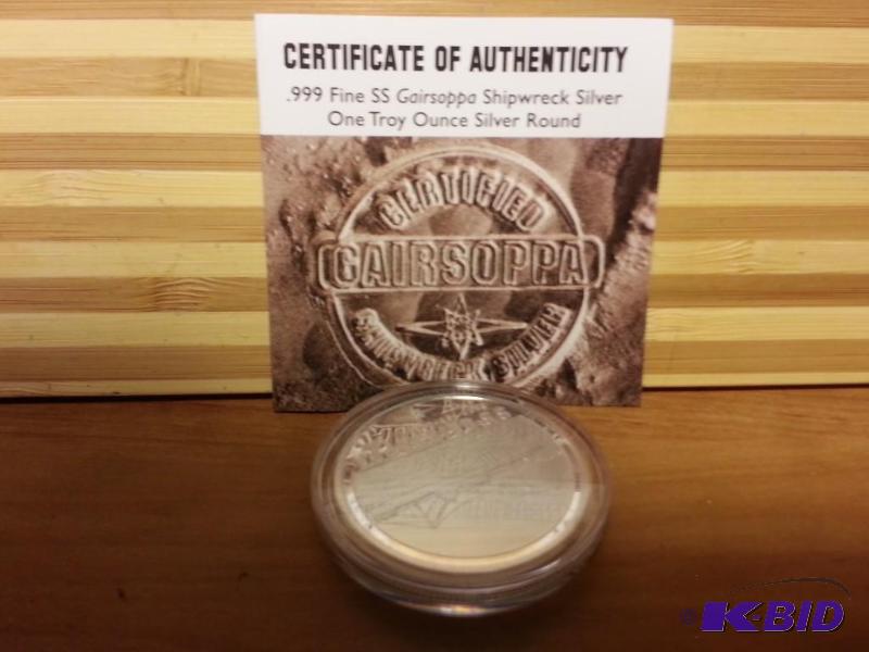 lot 2 image: SS GARRSOPPA SHIPWRECK SILVER ONE TROY OUNCE ...