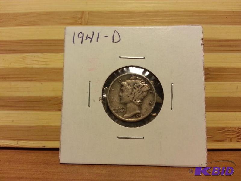lot 26 image: 1941-D MERCURY DIME 90% SILVER...