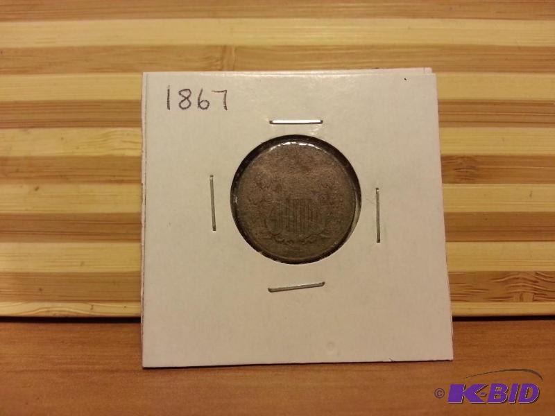 lot 30 image: 1867 SHIELD NICKEL...