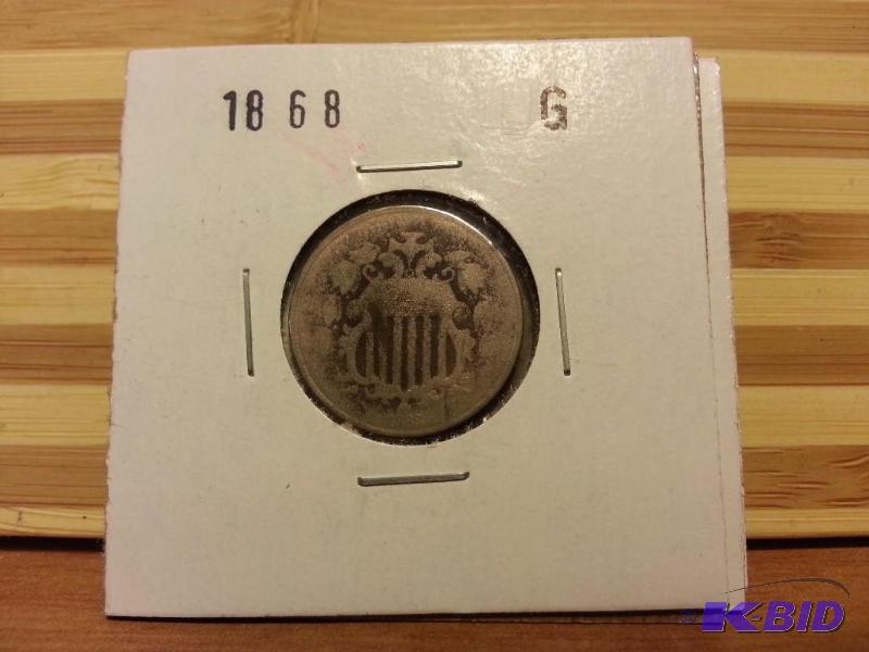 lot 32 image: 1868 SHIELD NICKEL...