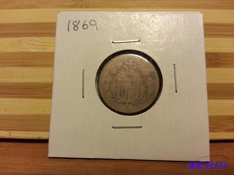 lot 33 image: 1869 SHIELD NICKEL...