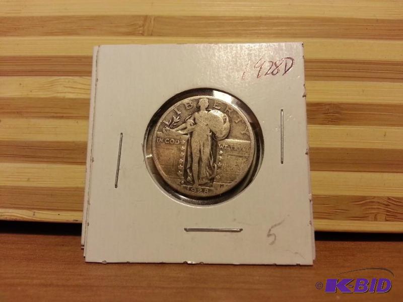lot 39 image: 1928-D STANDING LIBERTY QUARTER DOLLAR 90% SI...