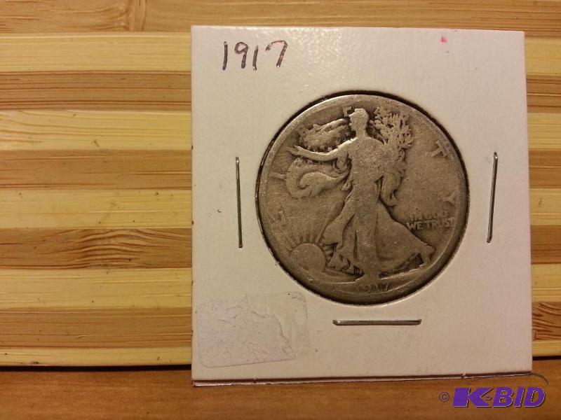 lot 4 image: 1917 LIBERTY HALF DOLLAR 90% SILVER...