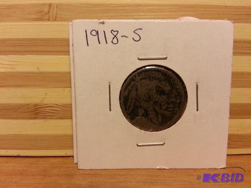 lot 43 image: 1918-S BUFFALO NICKEL...