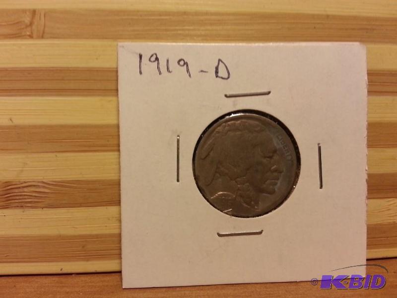 lot 45 image: 1919-D BUFFALO NICKEL...