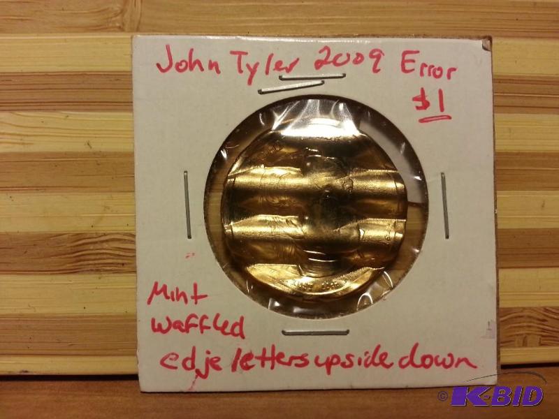 lot 5 image: 2009 JOHN TYLER ERROR ONE DOLLAR MINT WAFFLED...