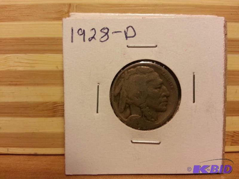 lot 55 image: 1928-D BUFFALO NICKEL...