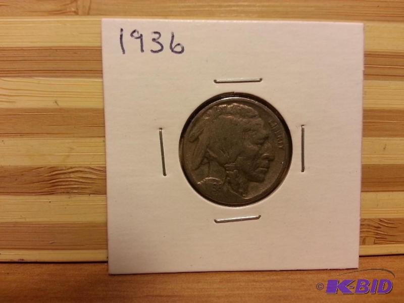 lot 60 image: 1936 BUFFALO NICKEL...