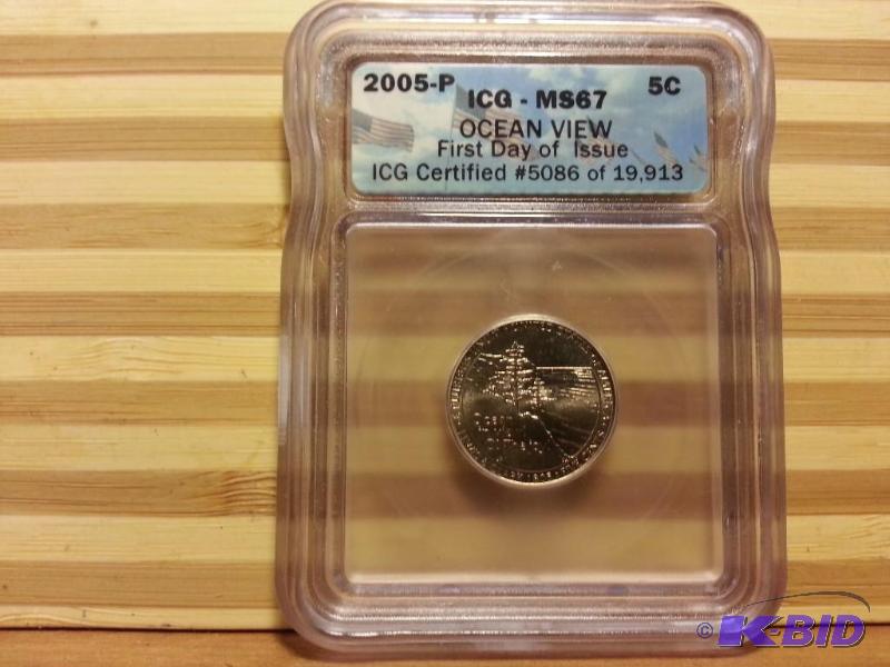 lot 62 image: 2005-P OCEAN VIEW NICKEL ICG-MS67 SLAB...
