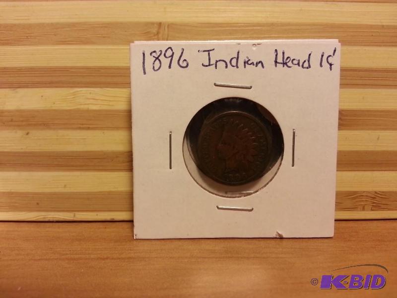 lot 64 image: 1896 INDIAN HEAD ONE CENT...