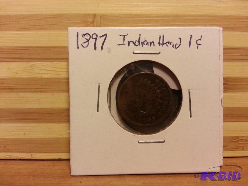 lot 65 image: 1897 INDIAN HEAD ONE CENT...