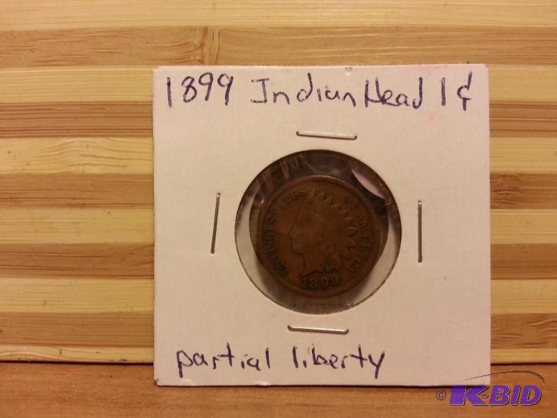 lot 67 image: 1899 INDIAN ONE CENT PARTIAL LIBERTY...