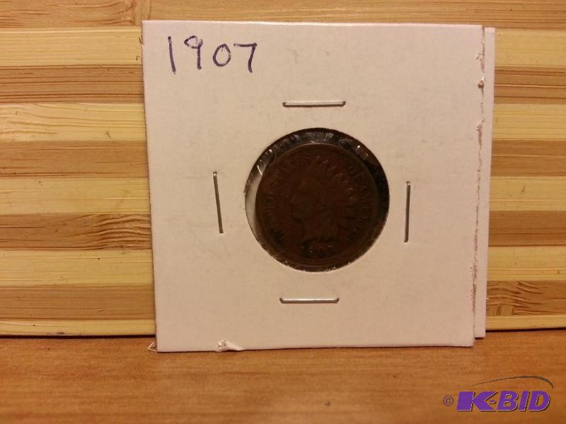 lot 72 image: 1907 INDIAN HEAD ONE CENT...
