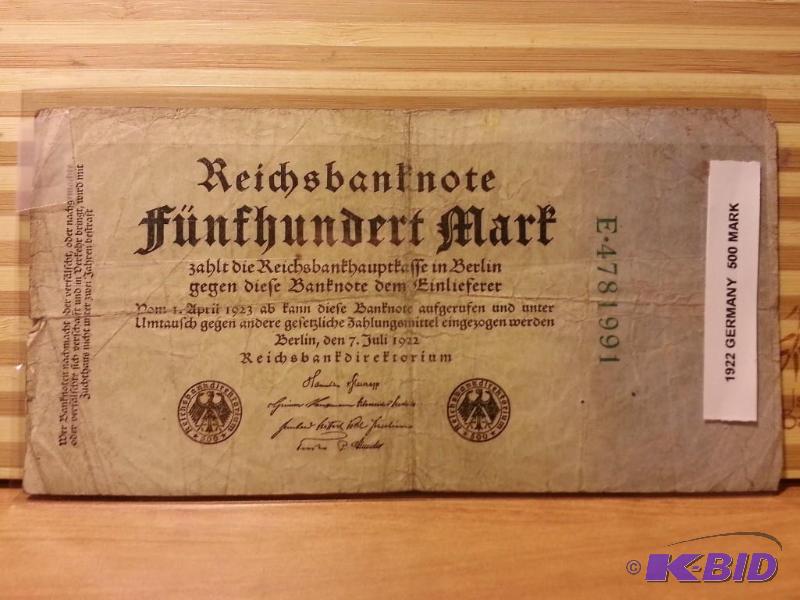 lot 86 image: 1922 GERMANY 500 MARK...