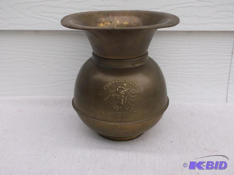 lot 126 image: Large brass Pony Express chewing tobacco cut ...