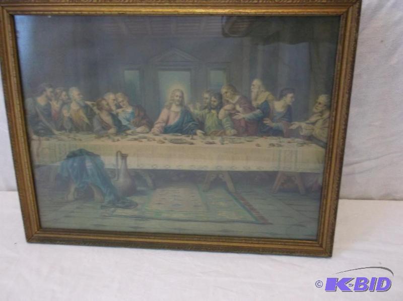 lot 29 image: Vintage The Last Supper picture appears in go...