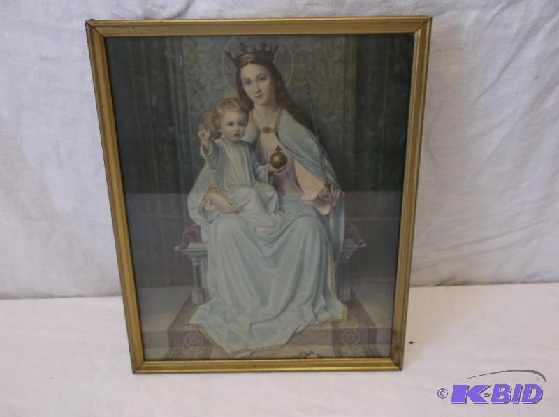 lot 30 image: Vintage religious picture appears in good con...