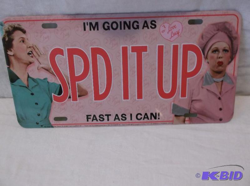 lot 43 image: Collectable embossed speed it up license plat...