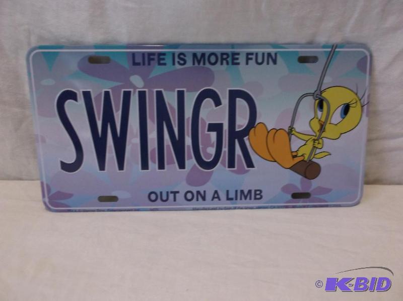 lot 46 image: Cute collectable embossed Swinger license pla...