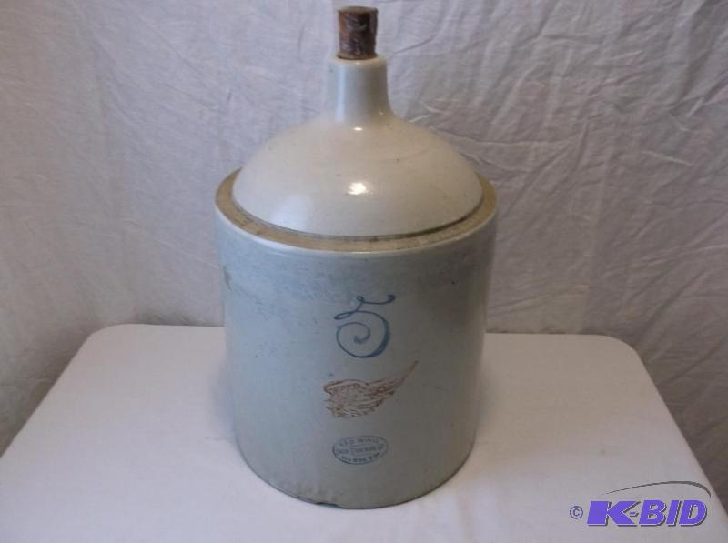 lot 5 image: Antique Redwing jug has one small chip on bot...