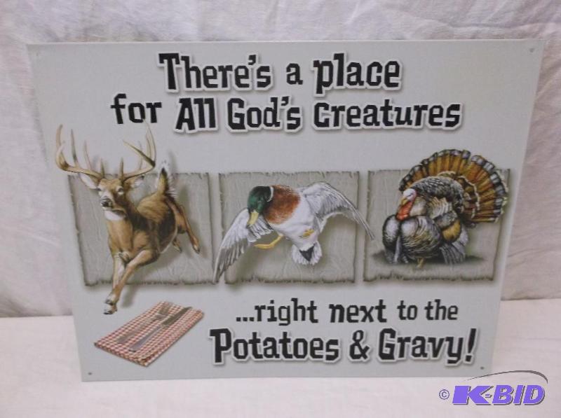 lot 57 image: Collectable Potatoes & Gravy sign measuri...