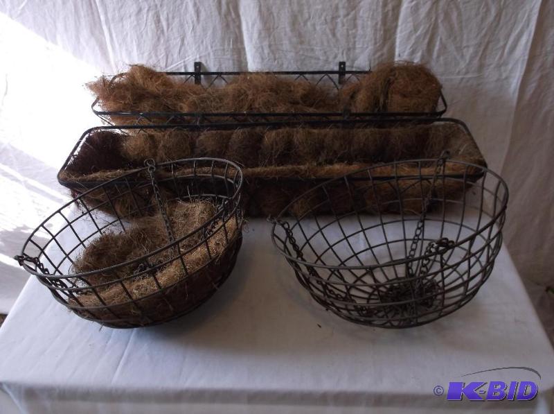 lot 71 image: Heavy duty wire baskets round hanging ones me...