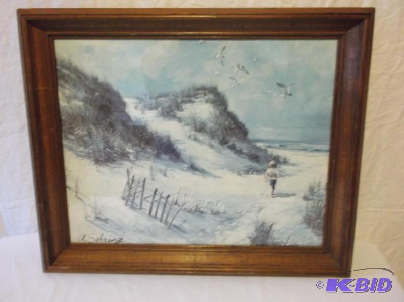 lot 92 image: Cute picture singed A.Sehring in solid wood f...