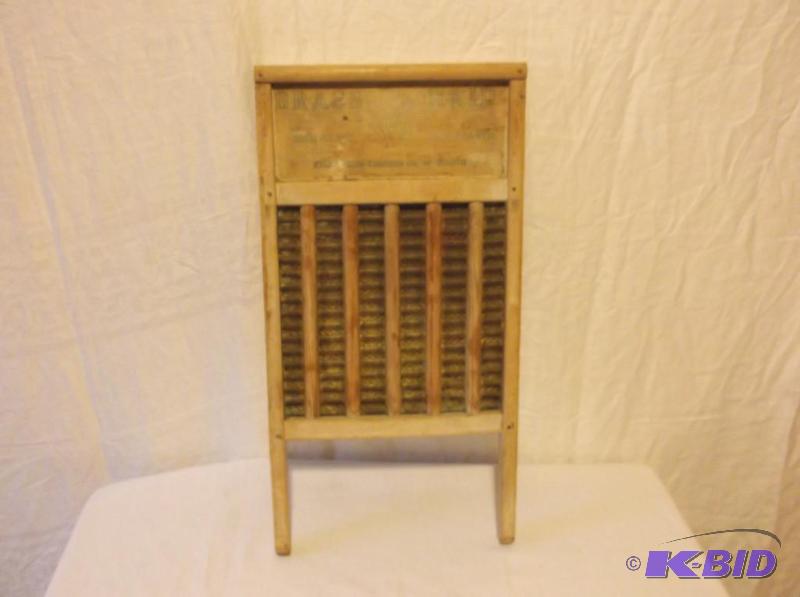 lot 94 image: Vintage Brass Maid washboard Kelly-How-Tomson...
