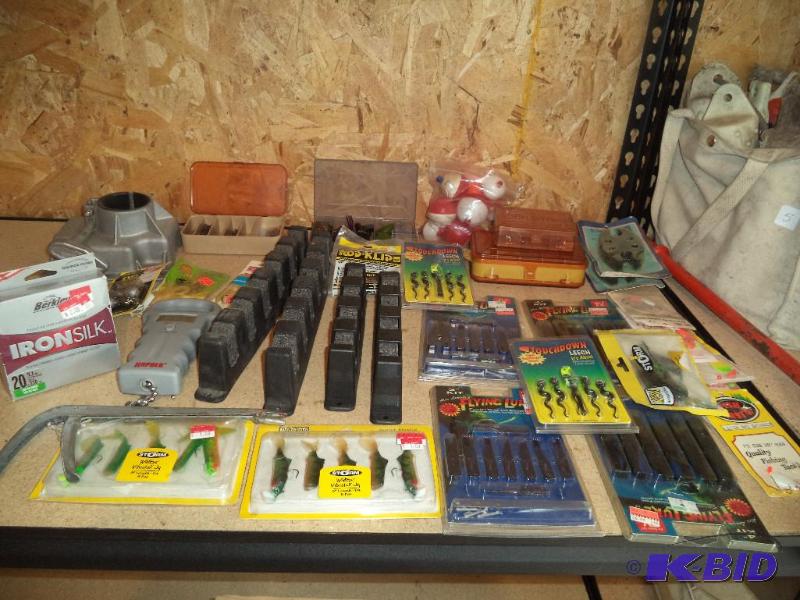 Box full of fishing supplies