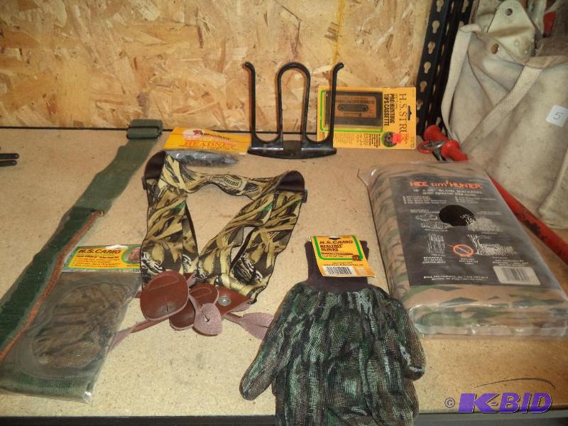 Box full of hunting supplies