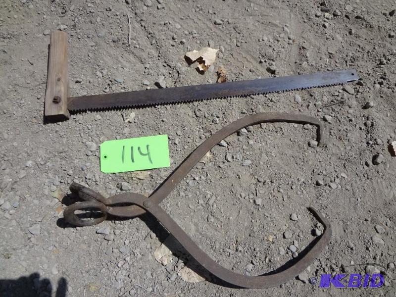 lot 114 image: Ice Tongs, Saw...
