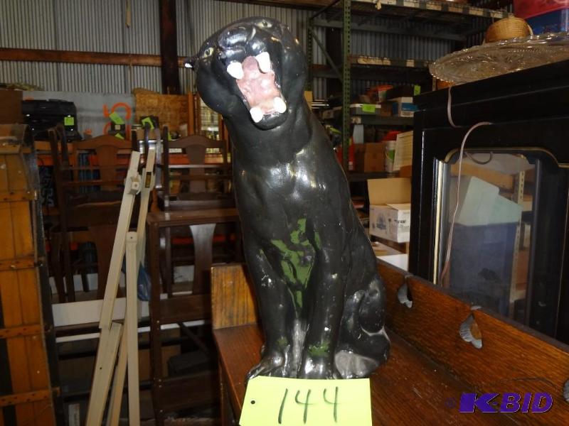 lot 144 image: Large Black Cat Statue, very kool, plaster...