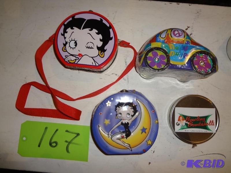 lot 167 image: Betty Boop tins...
