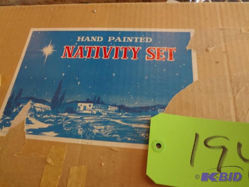 lot 194 image: Old Hand Painted Nativity Set(Creche), very ...