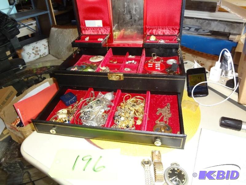 lot 196 image: Old Jewelry Box wcontents...