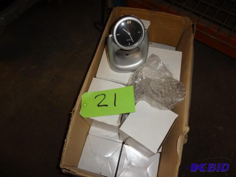 lot 21 image: Box of Clocks, NIB, Trays...