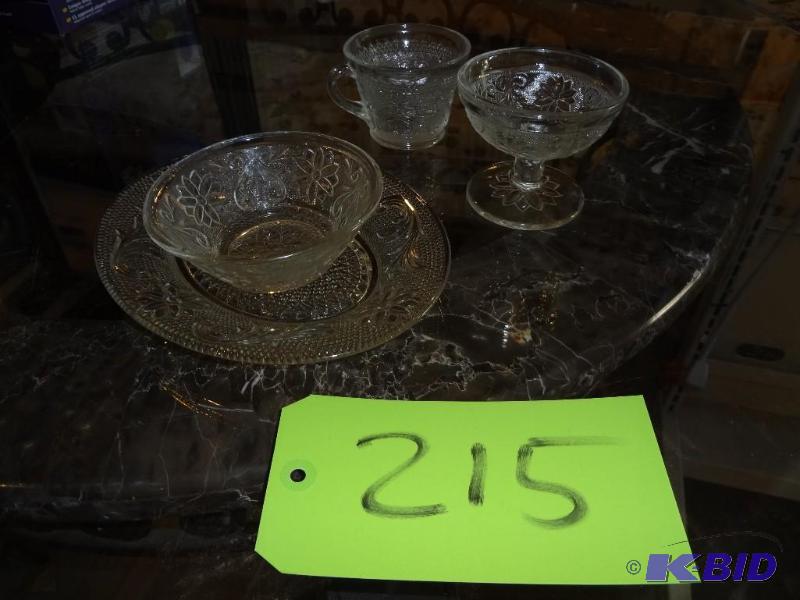 lot 215 image: Lot of Pressed Filigree Glass Sets, 8 place s...