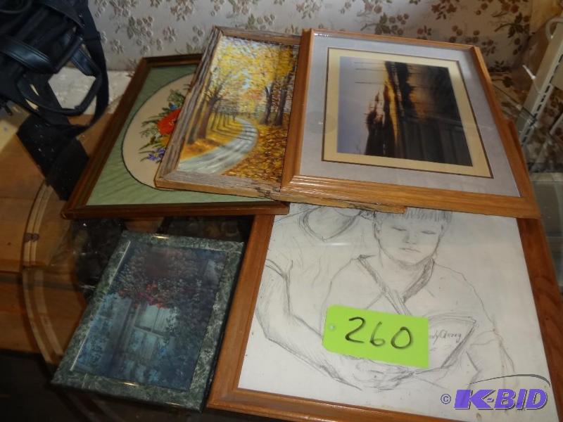lot 260 image: Large Frames, Needle Point, Oil...
