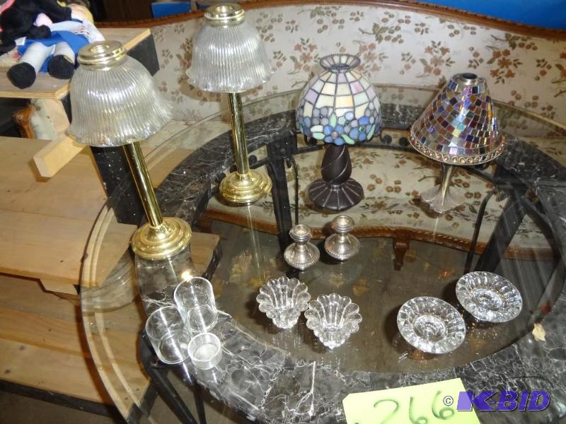 lot 266 image: Lot of Very Nice Candle Holders, Stained Glas...